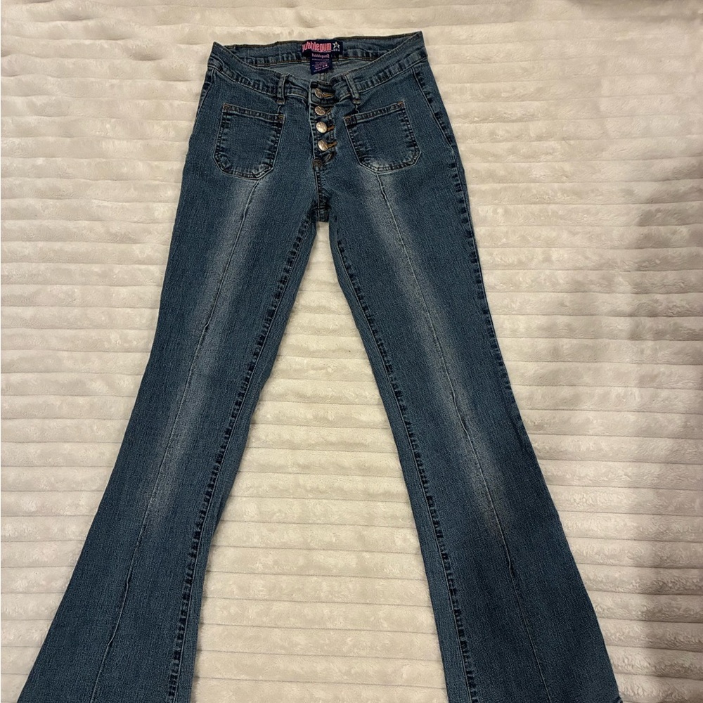 Vintage Bubblegum Low Waisted Flare Blue Women's Jeans